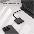 Fixed - Хъб 5в1 Quadri (FIXHU-QR-BK) - USB-C към 2x USB-C, 2x USB-A, HDMI, PD140W, 4K, 10Gb/s - Космическо Черен