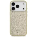 Калъф за iPhone 17 Pro - Guess - Блестящо триъгълно лого MagSafe (GUHMP17LPFGTSCMD) - Златист