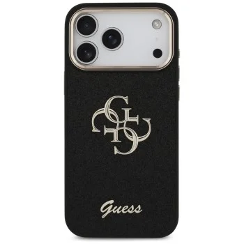 Калъф за iPhone 17 Pro Max - Guess - Fixed Glitter Big 4G Metal Frame (GUHCP17XHG4SGCK) - Черен