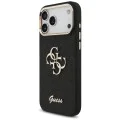 Калъф за iPhone 17 Pro Max - Guess - Fixed Glitter Big 4G Metal Frame (GUHCP17XHG4SGCK) - Черен