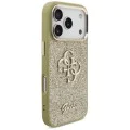 Калъф за iPhone 17 Pro - Guess - Fixed Glitter Big 4G Metal Frame (GUHCP17LHG4SGCD) - Златист