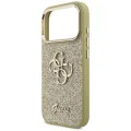 Калъф за iPhone 17 Pro - Guess - Fixed Glitter Big 4G Metal Frame (GUHCP17LHG4SGCD) - Златист