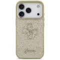 Калъф за iPhone 17 Pro - Guess - Fixed Glitter Big 4G Metal Frame (GUHCP17LHG4SGCD) - Златист