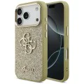 Калъф за iPhone 17 Pro - Guess - Fixed Glitter Big 4G Metal Frame (GUHCP17LHG4SGCD) - Златист