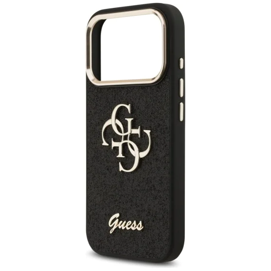 Калъф за iPhone 17 Pro - Guess - Fixed Glitter Big 4G Metal Frame (GUHCP17LHG4SGCK) - Черен