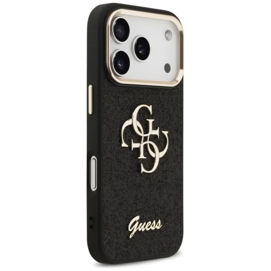 Калъф за iPhone 17 Pro - Guess - Fixed Glitter Big 4G Metal Frame (GUHCP17LHG4SGCK) - Черен