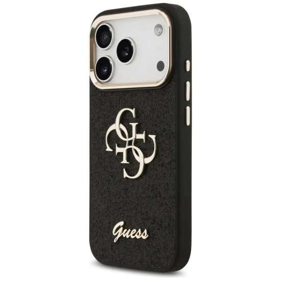 Калъф за iPhone 17 Pro - Guess - Fixed Glitter Big 4G Metal Frame (GUHCP17LHG4SGCK) - Черен