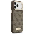Калъф за iPhone 17 Pro Max - Guess - Hardcase 4G Logo Plate MagSafe (GUHMP17XU4GPRW) - Кафяв
