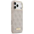 Калъф за iPhone 17 Pro Max - Guess - Hardcase 4G Logo Plate MagSafe (GUHMP17XU4GPRP) - Розов