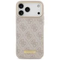 Калъф за iPhone 17 Pro Max - Guess - Hardcase 4G Logo Plate MagSafe (GUHMP17XU4GPRP) - Розов