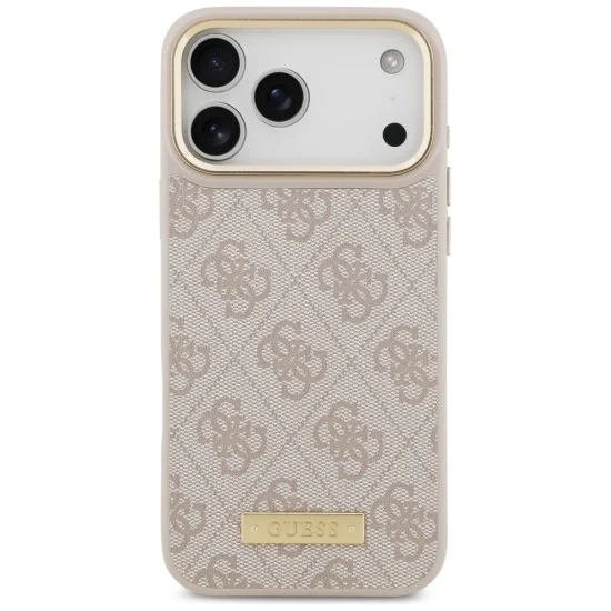 Калъф за iPhone 17 Pro Max - Guess - Hardcase 4G Logo Plate MagSafe (GUHMP17XU4GPRP) - Розов