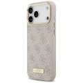 Калъф за iPhone 17 Pro Max - Guess - Hardcase 4G Logo Plate MagSafe (GUHMP17XU4GPRP) - Розов