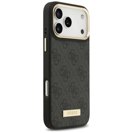 Калъф за iPhone 17 Pro Max - Guess - Hardcase 4G Logo Plate MagSafe (GUHMP17XU4GPRK) - Черен