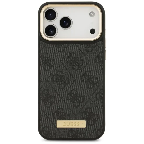 Калъф за iPhone 17 Pro Max - Guess - Hardcase 4G Logo Plate MagSafe (GUHMP17XU4GPRK) - Черен