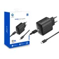Зарядно устройство Lito - (LC22T) - с включен кабел Type-C, 2x Type-C изход, PD45W, GaN, PC Fireproof, EU щепсел - Черен
