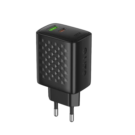Зарядно устройство Lito - (LC24) - Type-C, USB изход, PD65W, GaN, PC Fireproof, EU Plug - Черен