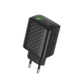 Зарядно устройство Lito - (LC25) - 2x Type-C, USB изход, PD65W, GaN, PC Fireproof, EU Plug - Черен