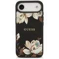 Калъф за iPhone 17 Air - Guess - Grained Flowers MagSafe (GUHMP17MPGNMPLMK) - Черен