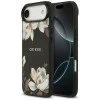 Калъф за iPhone 17 Air - Guess - Grained Flowers MagSafe (GUHMP17MPGNMPLMK) - Черен