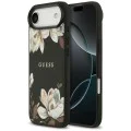 Калъф за iPhone 17 Air - Guess - Grained Flowers MagSafe (GUHMP17MPGNMPLMK) - Черен