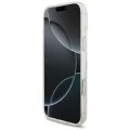 Калъф за iPhone 17 Pro Max – с MagSafe – Guess (GUHMP17XHCPOFPH) IML Flowers Allover Electroplated с перлена каишка – Бял