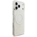 Калъф за iPhone 17 Pro Max – с MagSafe – Guess (GUHMP17XHCPOFPH) IML Flowers Allover Electroplated с перлена каишка – Бял