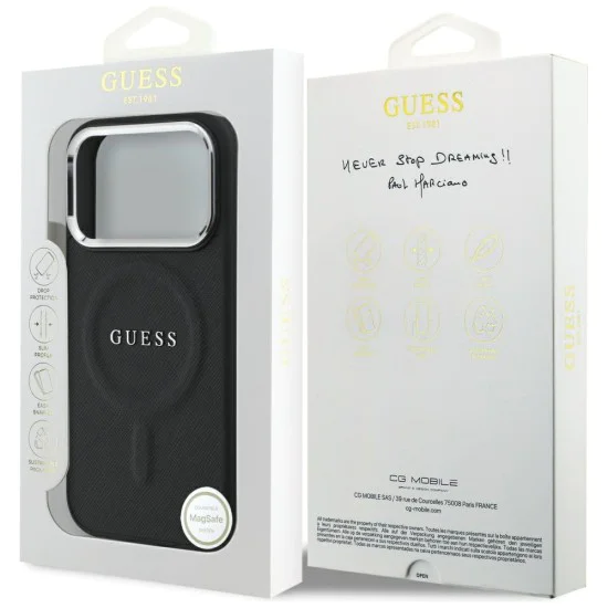 Калъф за iPhone 17 Pro - Guess - Hardcase Classic Logo MagSafe (GUHMP17LPSAREGSK) - Черен
