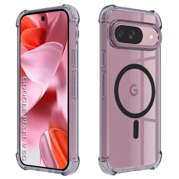 Калъф за Google Pixel 9 - Techsuit - Удароустойчив Clear Silicone MagSafe - Опушено Черен