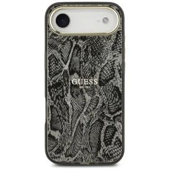 Калъф за iPhone 17 Air - Guess - с шарка на питон MagSafe (GUHMP17MHIMPYGK) - Черен