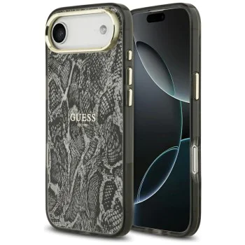 Калъф за iPhone 17 Air - Guess - с шарка на питон MagSafe (GUHMP17MHIMPYGK) - Черен
