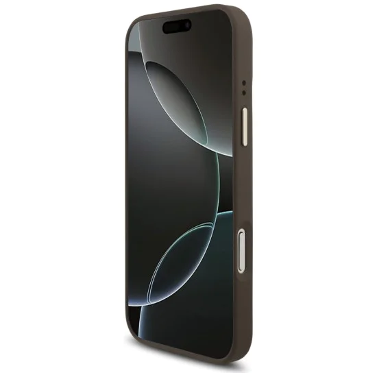 Калъф за iPhone 17 Pro Max - Guess - 4G триъгълно лого с голяма каишка, метално копче MagSafe (GUHMP17XP4G4TCSW) - Кафяв