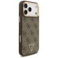 Калъф за iPhone 17 Pro Max - Guess - 4G триъгълно лого с голяма каишка, метално копче MagSafe (GUHMP17XP4G4TCSW) - Кафяв