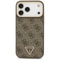 Калъф за iPhone 17 Pro Max - Guess - 4G триъгълно лого с голяма каишка, метално копче MagSafe (GUHMP17XP4G4TCSW) - Кафяв