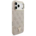 Калъф за iPhone 17 Pro Max - Guess - 4G триъгълно лого с голяма каишка, метално копче MagSafe (GUHMP17XP4G4TCSP) - Розов
