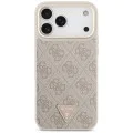 Калъф за iPhone 17 Pro Max - Guess - 4G триъгълно лого с голяма каишка, метално копче MagSafe (GUHMP17XP4G4TCSP) - Розов