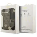 Калъф за iPhone 17 Air - Guess - 4G Strass Logo с голяма каишка, метално копче MagSafe (GUHMP17MP4G4DCSW) - Кафяв