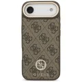 Калъф за iPhone 17 Air - Guess - 4G Strass Logo с голяма каишка, метално копче MagSafe (GUHMP17MP4G4DCSW) - Кафяв