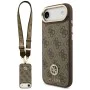 Калъф за iPhone 17 Air - Guess - 4G Strass Logo с голяма каишка, метално копче MagSafe (GUHMP17MP4G4DCSW) - Кафяв