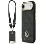 Калъф за iPhone 17 Air - Guess - 4G Strass Logo с голяма каишка, метално копче MagSafe (GUHMP17MP4G4DCSK) - Черен