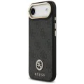 Калъф за iPhone 17 Air - Guess - 4G Strass Logo с голяма каишка, метално копче MagSafe (GUHMP17MP4G4DCSK) - Черен