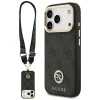 Калъф за iPhone 17 Pro - Guess - 4G Strass Logo с голяма каишка, метално копче MagSafe (GUHMP17LP4G4DCSK) - Черен