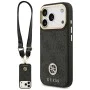 Калъф за iPhone 17 Pro - Guess - 4G Strass Logo с голяма каишка, метално копче MagSafe (GUHMP17LP4G4DCSK) - Черен