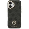 Калъф за iPhone 17 - Guess - 4G Strass Logo с голяма каишка, метално копче MagSafe (GUHMP17SP4G4DCSK) - Черен