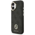 Калъф за iPhone 17 - Guess - 4G Strass Logo с голяма каишка, метално копче MagSafe (GUHMP17SP4G4DCSK) - Черен