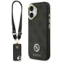 Калъф за iPhone 17 - Guess - 4G Strass Logo с голяма каишка, метално копче MagSafe (GUHMP17SP4G4DCSK) - Черен