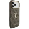 Калъф за iPhone 17 Pro Max - Guess - Голямо 4G класическо лого с големи метални копчета на каишката (GUHCP17XP4G4BCSW) - Кафяв