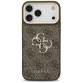 Калъф за iPhone 17 Pro Max - Guess - Голямо 4G класическо лого с големи метални копчета на каишката (GUHCP17XP4G4BCSW) - Кафяв