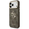 Калъф за iPhone 17 Pro Max - Guess - Голямо 4G класическо лого с големи метални копчета на каишката (GUHCP17XP4G4BCSW) - Кафяв