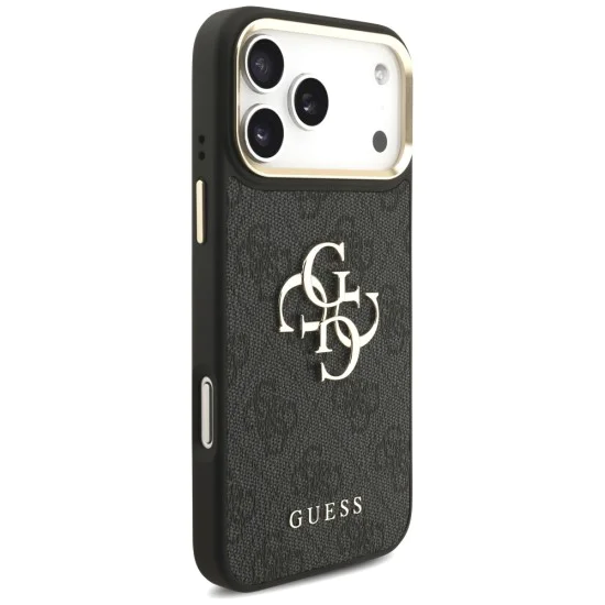 Калъф за iPhone 17 Pro Max - Guess - Голямо 4G класическо лого с големи метални копчета на каишката (GUHCP17XP4G4BCSK) - Черен