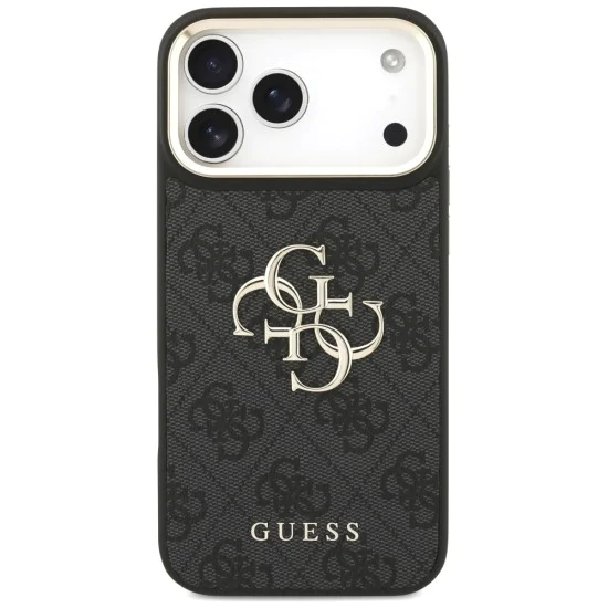 Калъф за iPhone 17 Pro Max - Guess - Голямо 4G класическо лого с големи метални копчета на каишката (GUHCP17XP4G4BCSK) - Черен